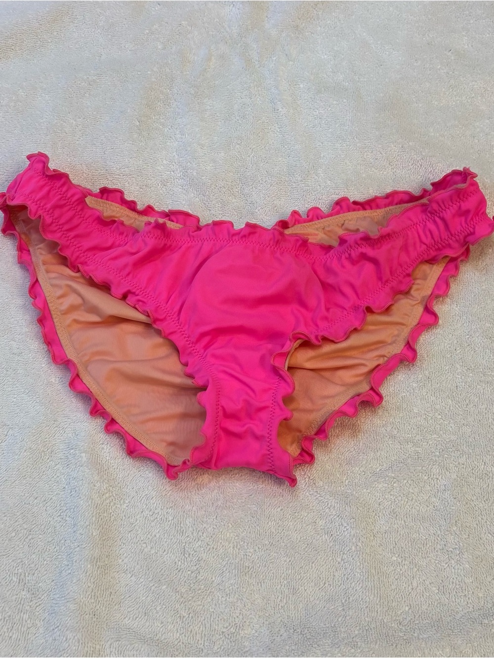 Victoria's Secret Hot Pink Bikini Bottoms with Peach Lining